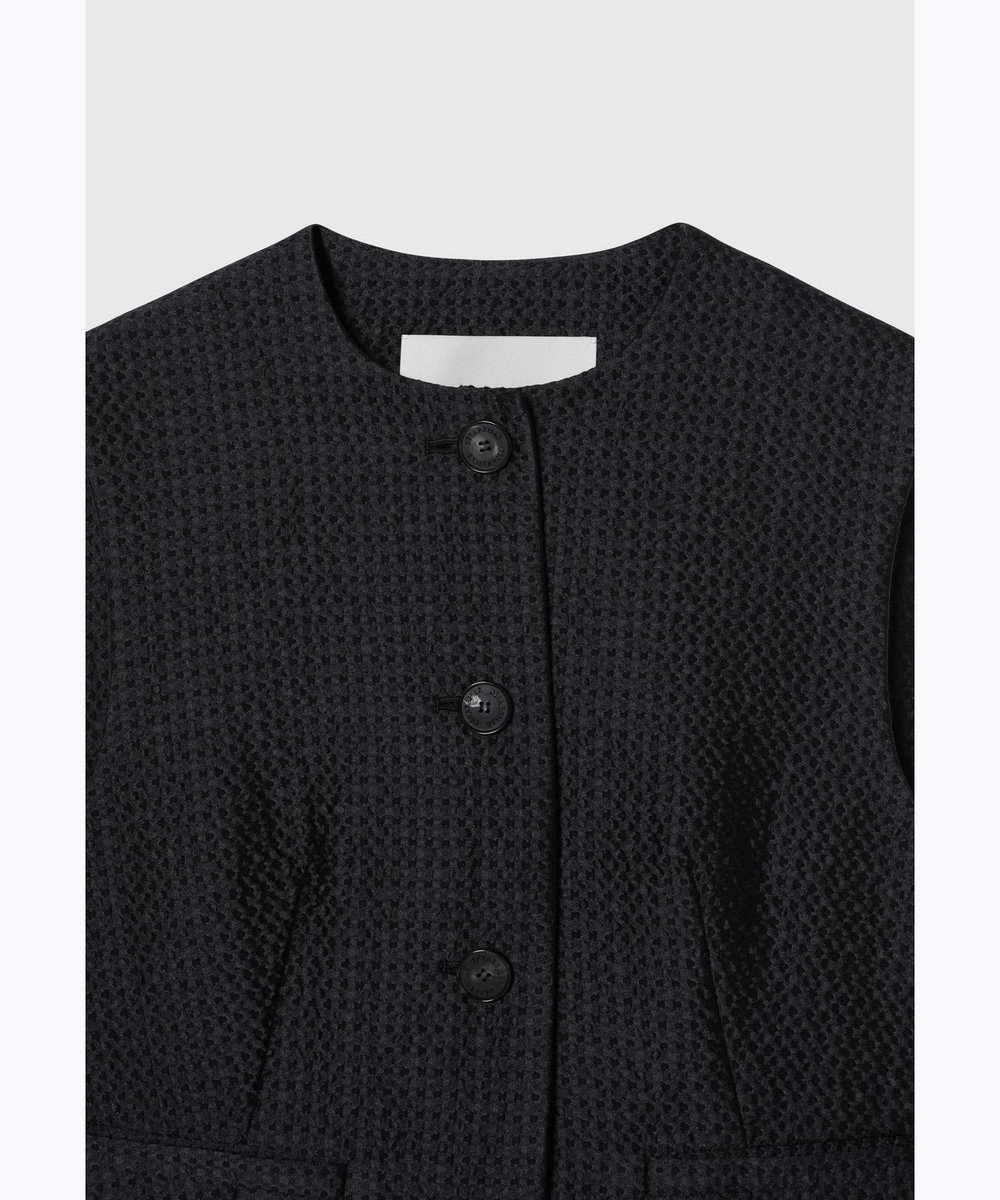 DÉPAREILLÉ COTTON SILK JACQUARD GILET / コットンシルクジャガードジレ ダークネイビー
