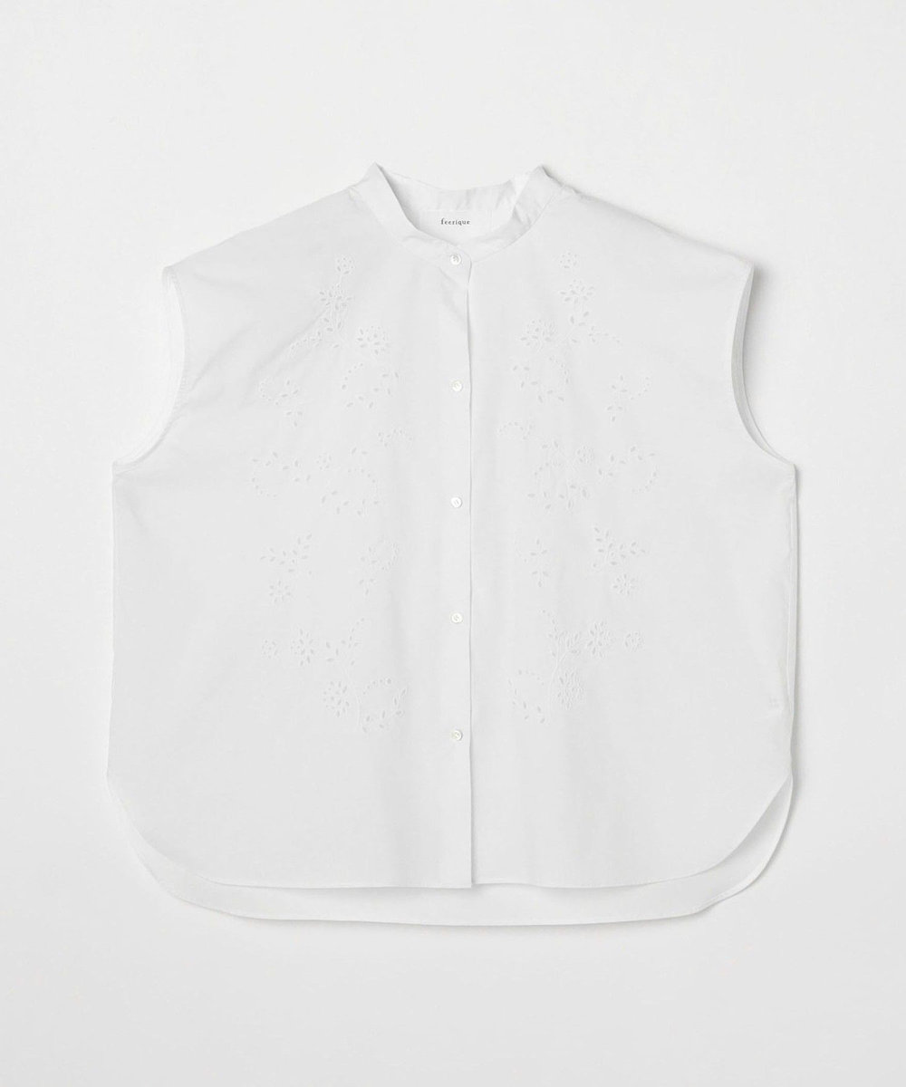 feerique Lサイズ（大きいサイズ） 【大きいサイズ】feerique カットワークレースフレンチスリーブブラウス ホワイト