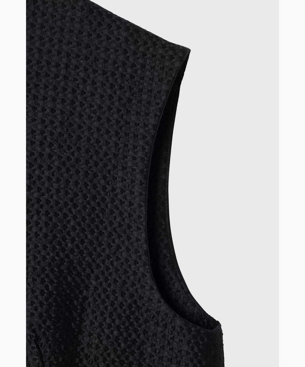 DÉPAREILLÉ COTTON SILK JACQUARD GILET / コットンシルクジャガードジレ ダークネイビー