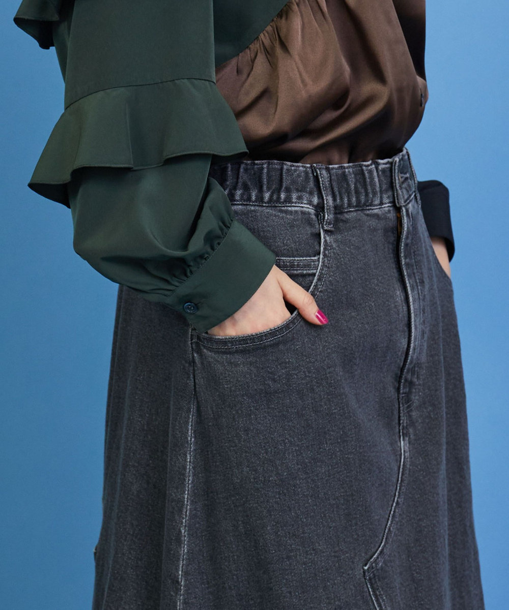 FRAPBOIS カーブデニム2 スカート ブラック