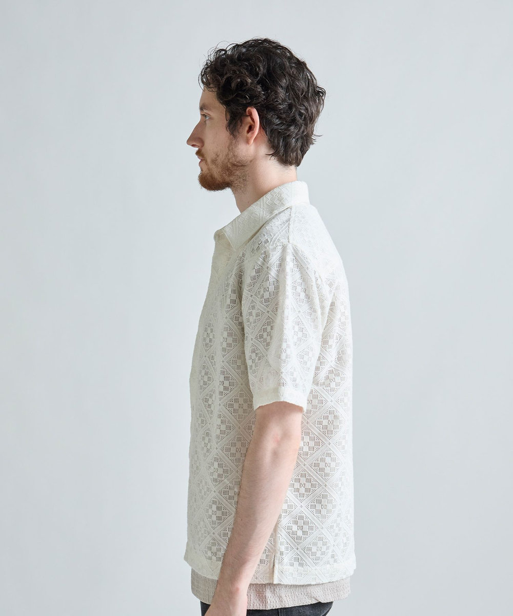 MEN'S BIGI シアージャカード レギュラーカラーシャツ ホワイト