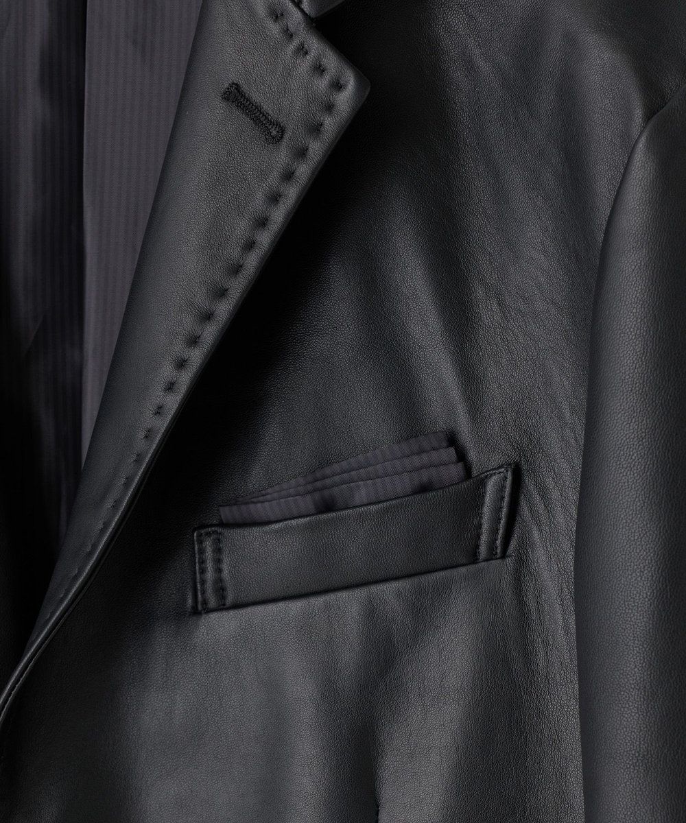 MEN'S BIGI シープレザー テーラードレザージャケット ブラック