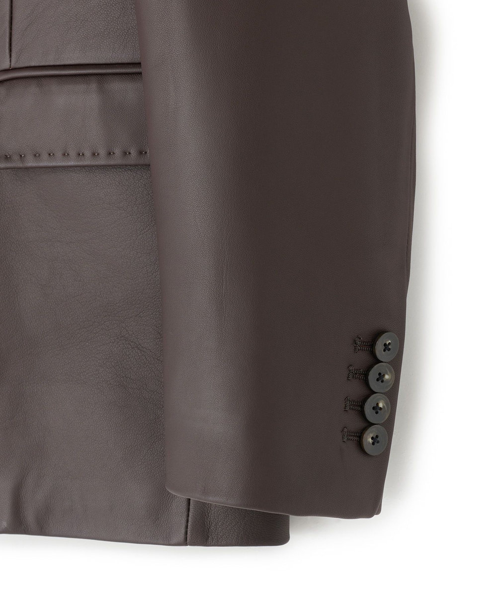MEN'S BIGI シープレザー テーラードレザージャケット ブラウン