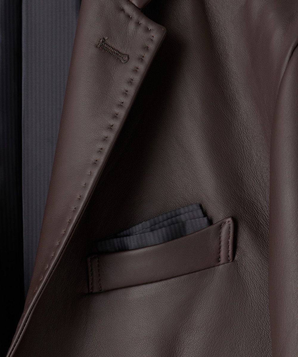 MEN'S BIGI シープレザー テーラードレザージャケット ブラウン