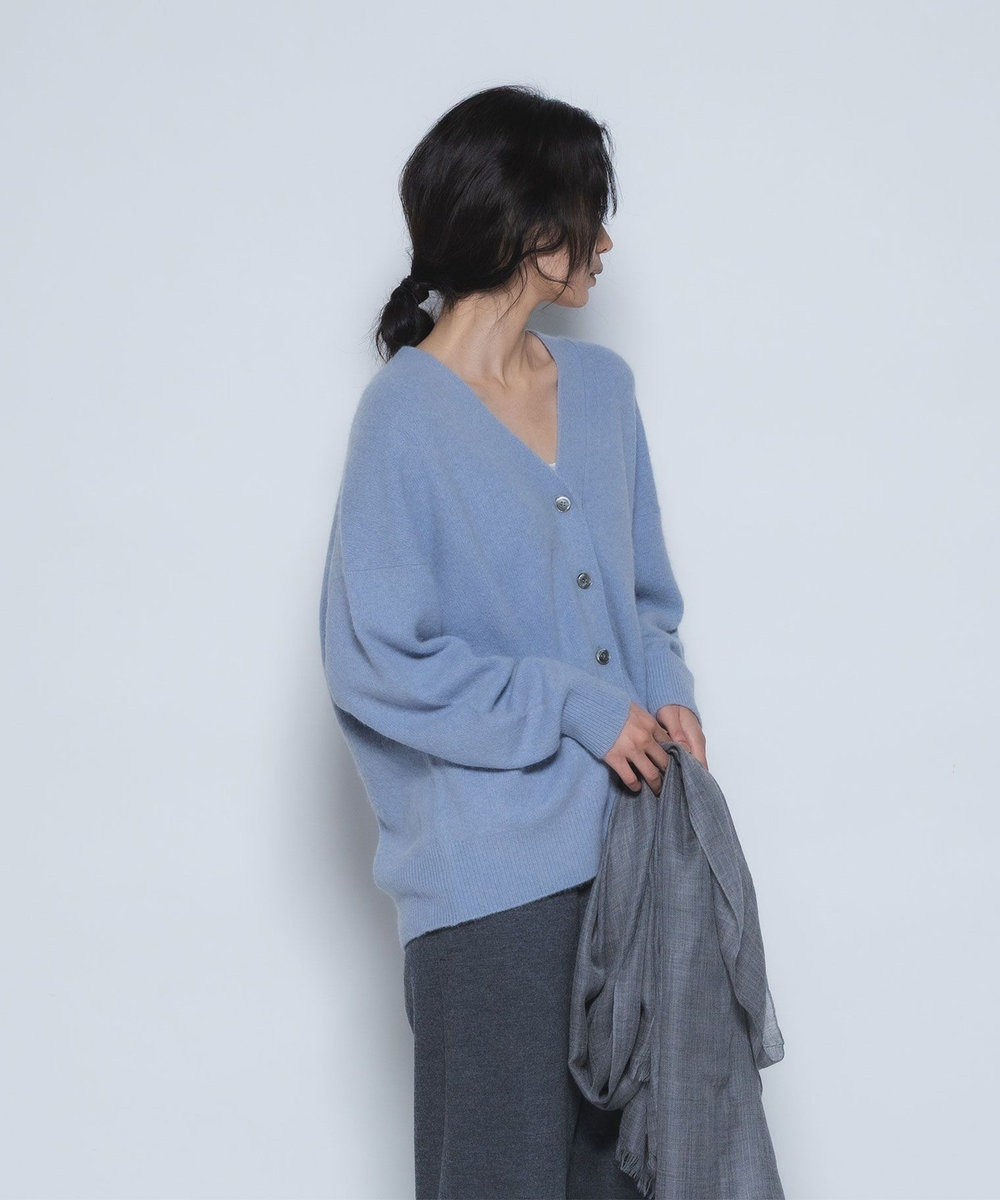 1er Arrondissement FOXウールカーディガン サックスブルー