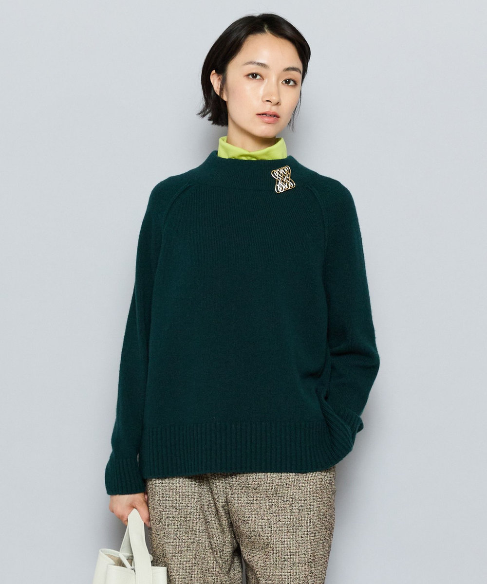 L'EQUIPE カシミヤ混ボトルネックセーター グリーン