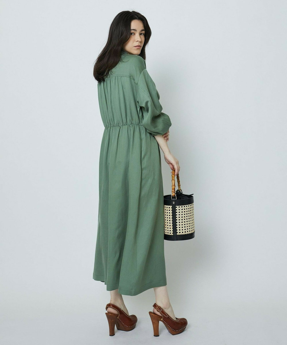 MOGA テンセルサテンシャツドレス グリーン