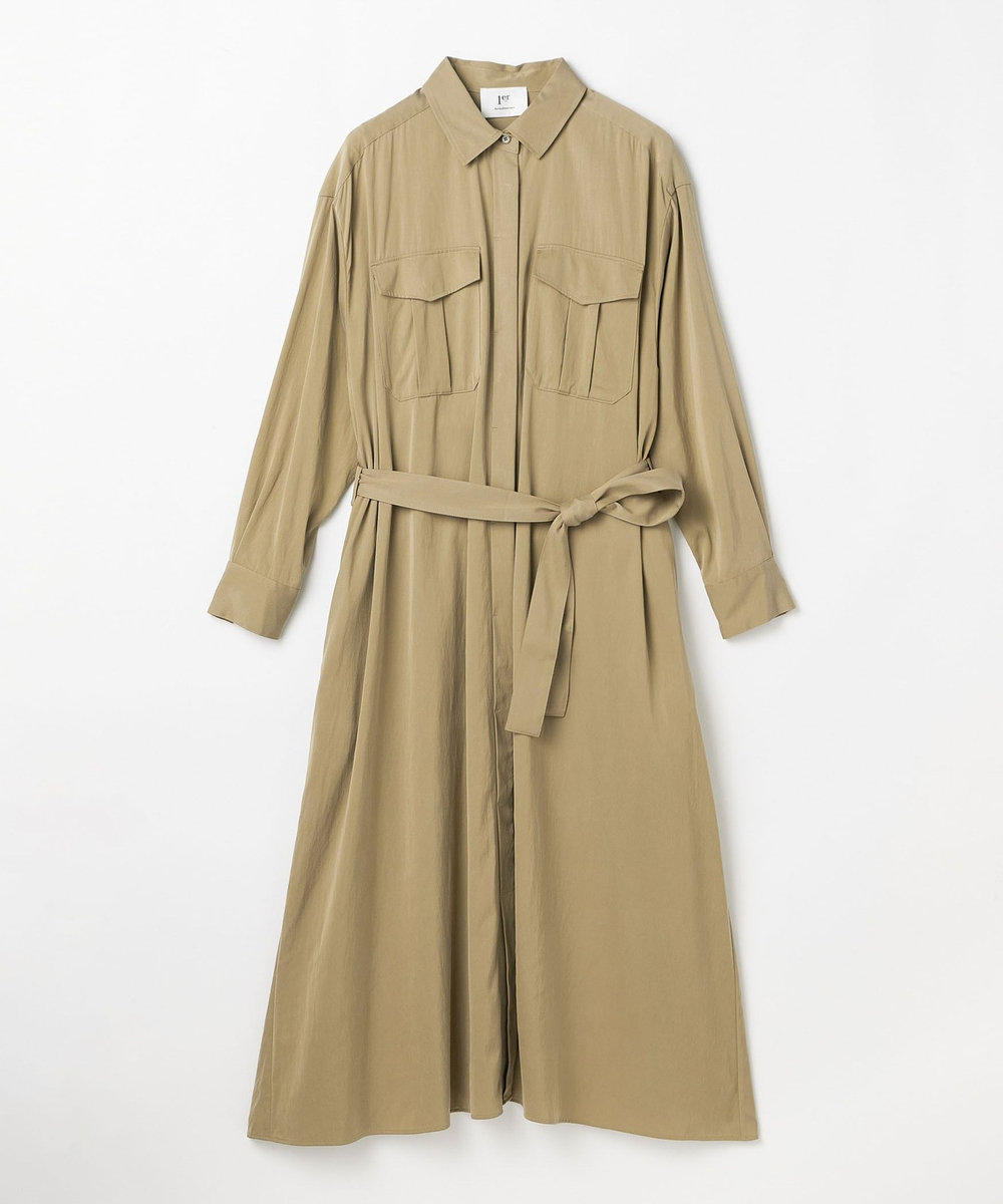 1er Arrondissement キュプラナイロンピーチシャツワンピース ベージュ