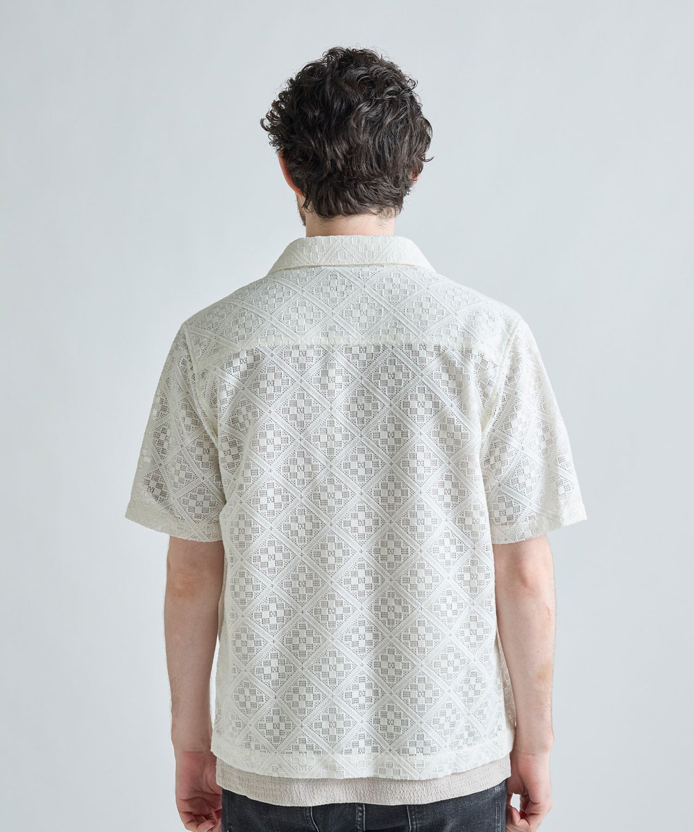 MEN'S BIGI シアージャカード レギュラーカラーシャツ ホワイト