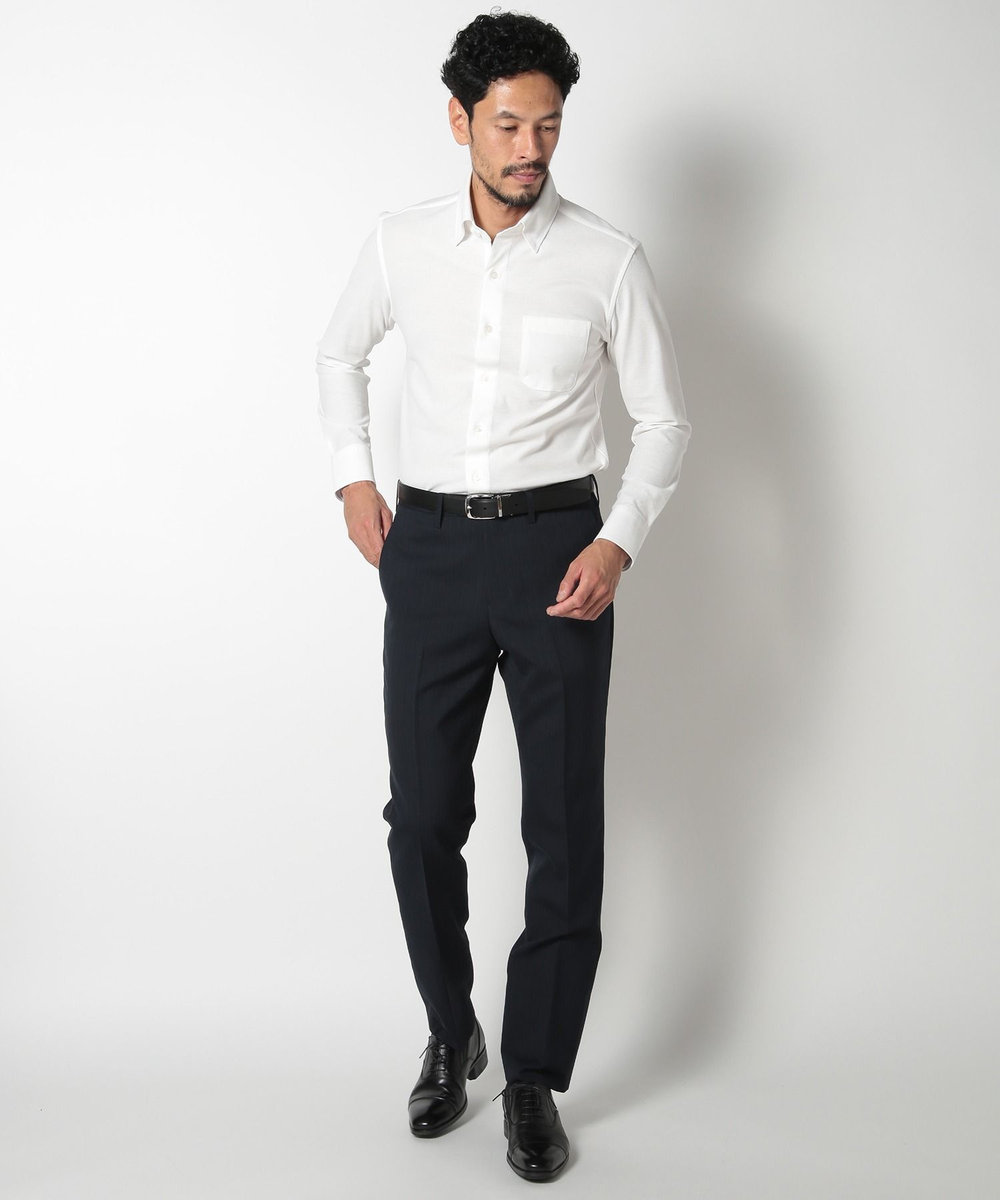 MEN'S BIGI 【ACTIVE TAILOR】コーコランコットン鹿の子ドレスシャツ ホワイト