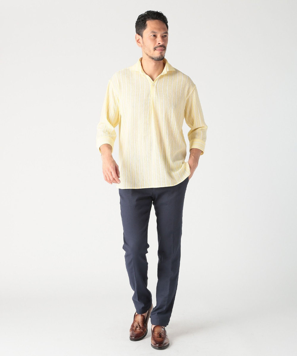MEN'S BIGI ドビーストライププルオーバーシャツ イエロー