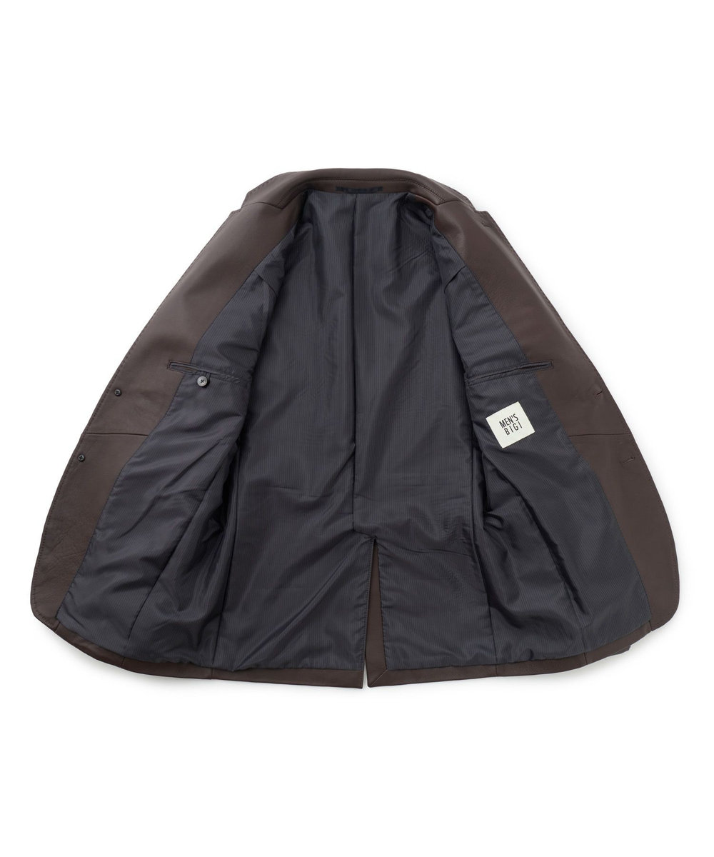 MEN'S BIGI シープレザー テーラードレザージャケット ブラウン