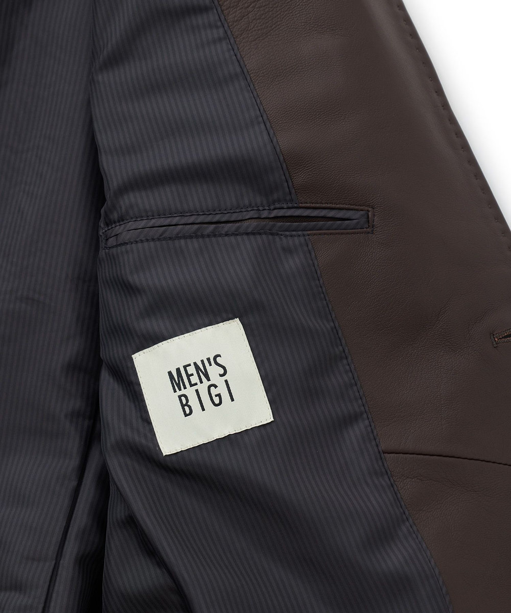 MEN'S BIGI シープレザー テーラードレザージャケット ブラウン