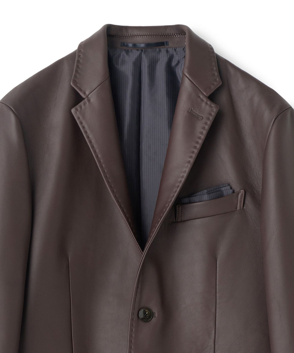 MEN'S BIGI シープレザー テーラードレザージャケット ブラウン