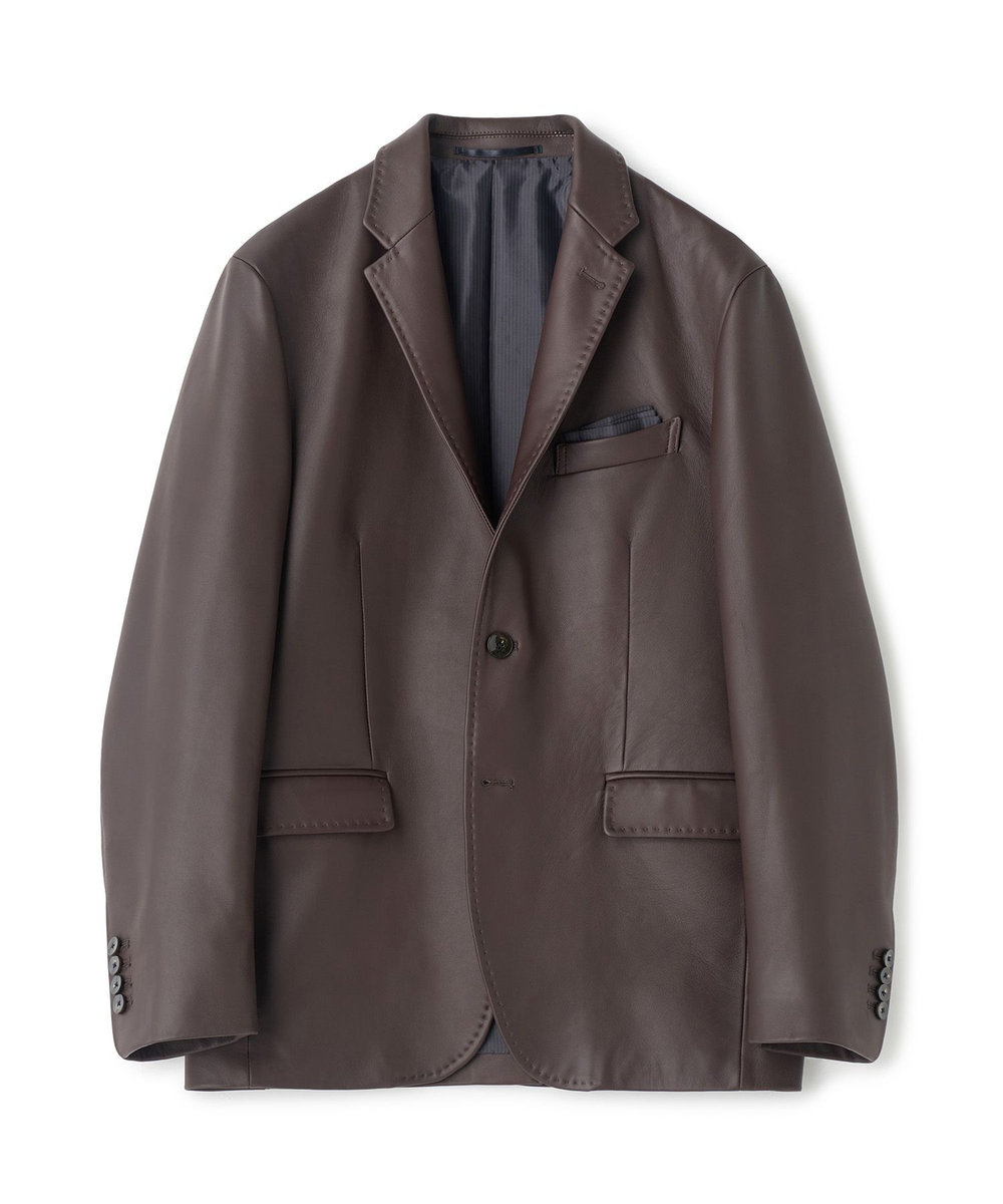 MEN'S BIGI シープレザー テーラードレザージャケット ブラウン