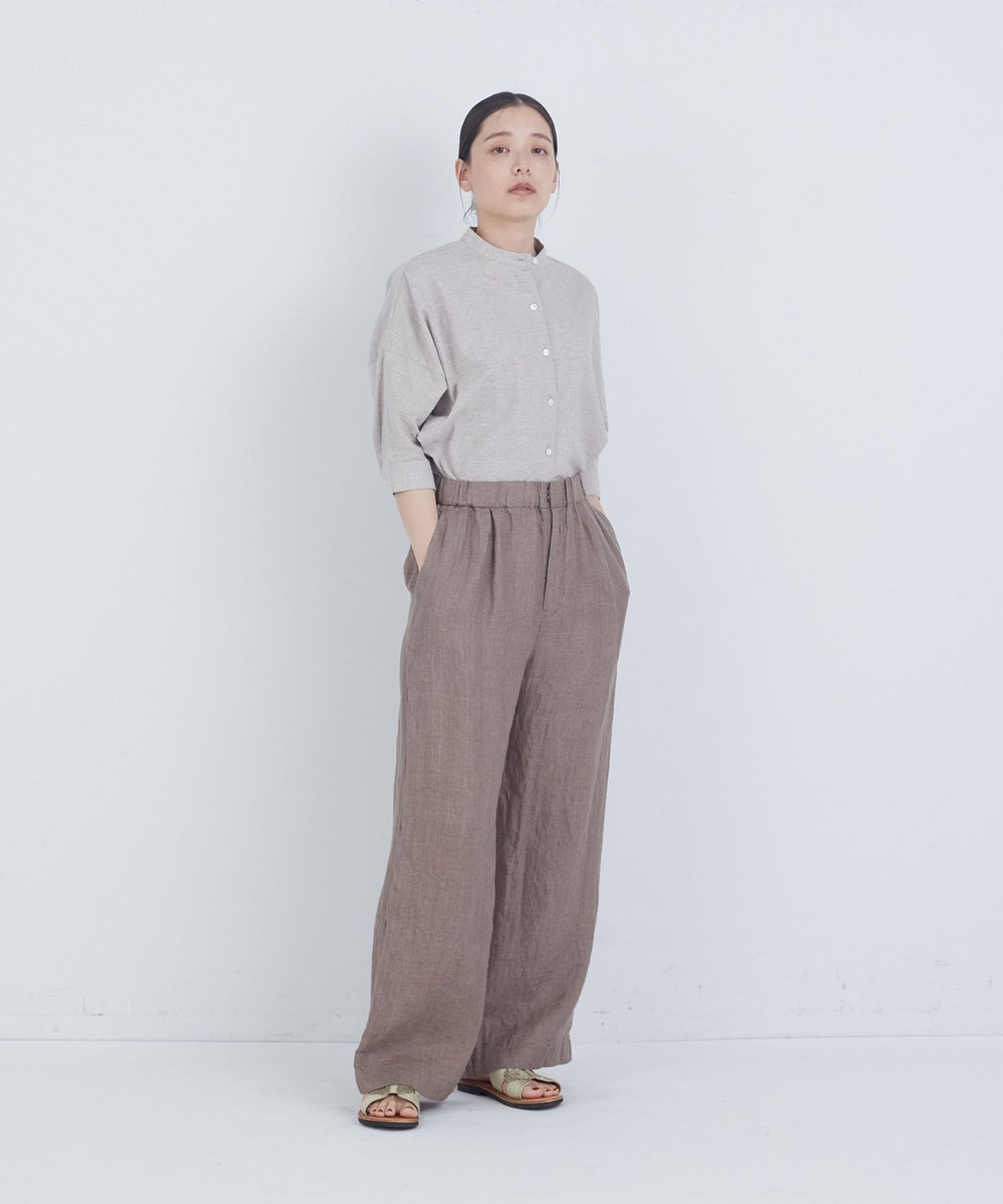 ADIEU TRISTESSE リネンワンタックストレートパンツ モカ