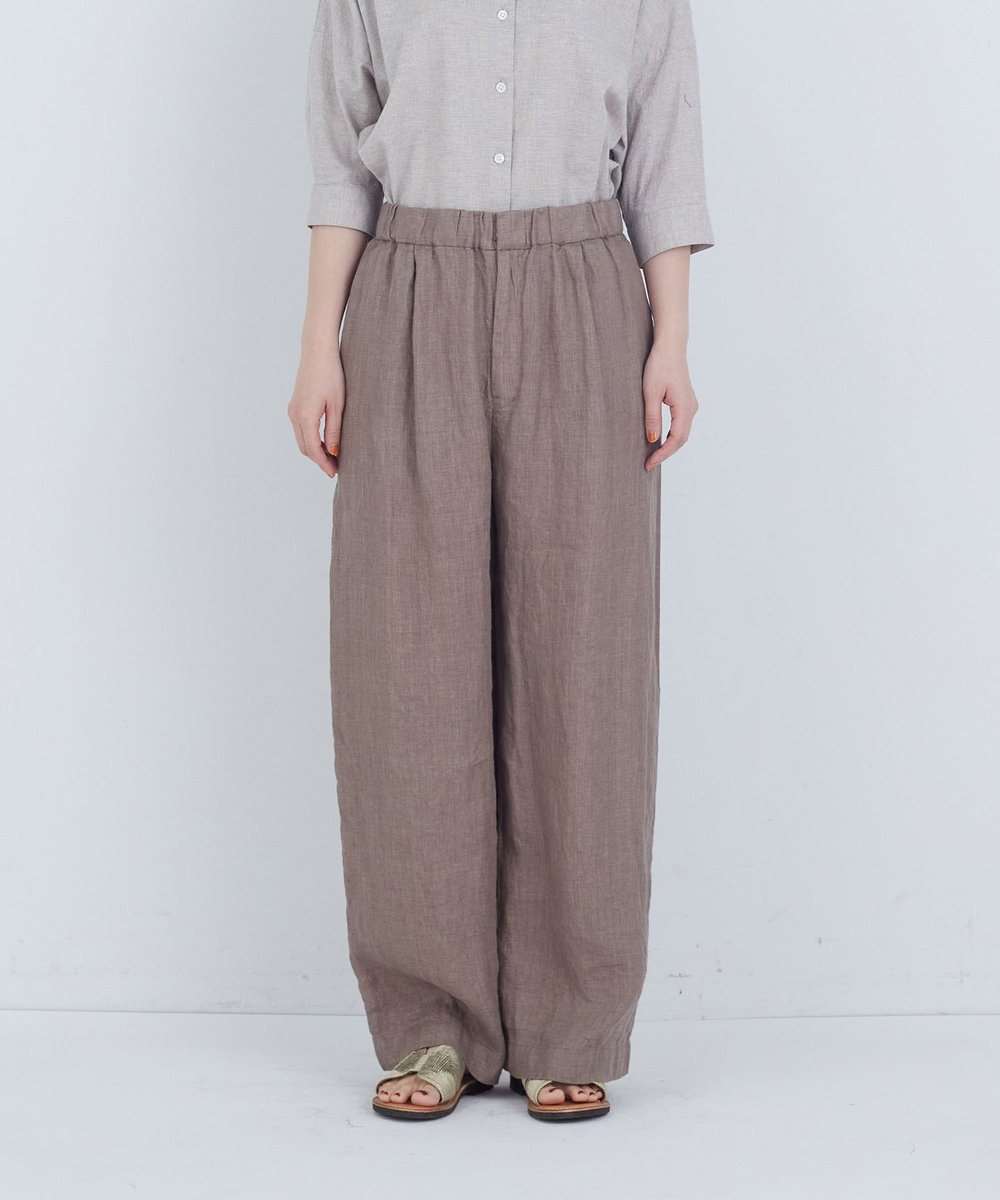 ADIEU TRISTESSE リネンワンタックストレートパンツ モカ