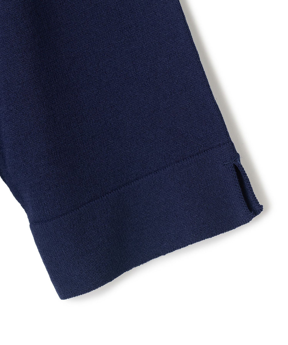 MEN'S BIGI トリコットジャカード 冷感七分袖サマーニット ネイビー
