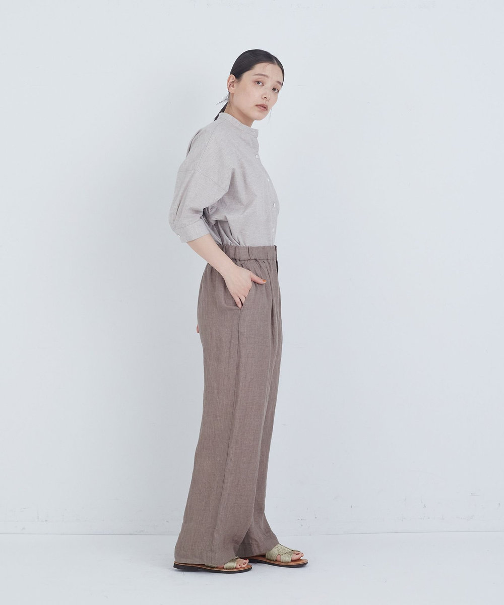ADIEU TRISTESSE リネンワンタックストレートパンツ モカ