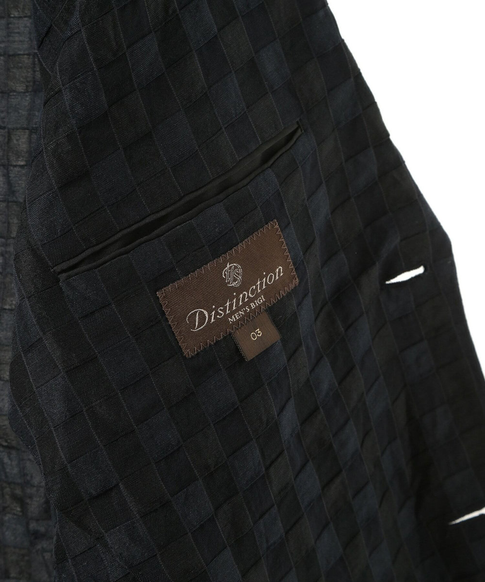 MEN'S BIGI リネン混ジャカードライトジャケット<ドライタッチ> ネイビー