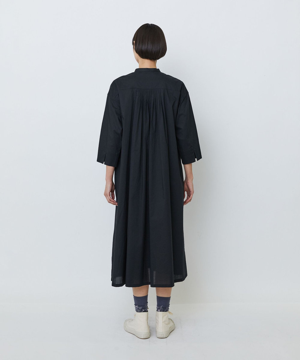 LOISIR オーガニックコットンローンスタンドカラーワンピース ブラック