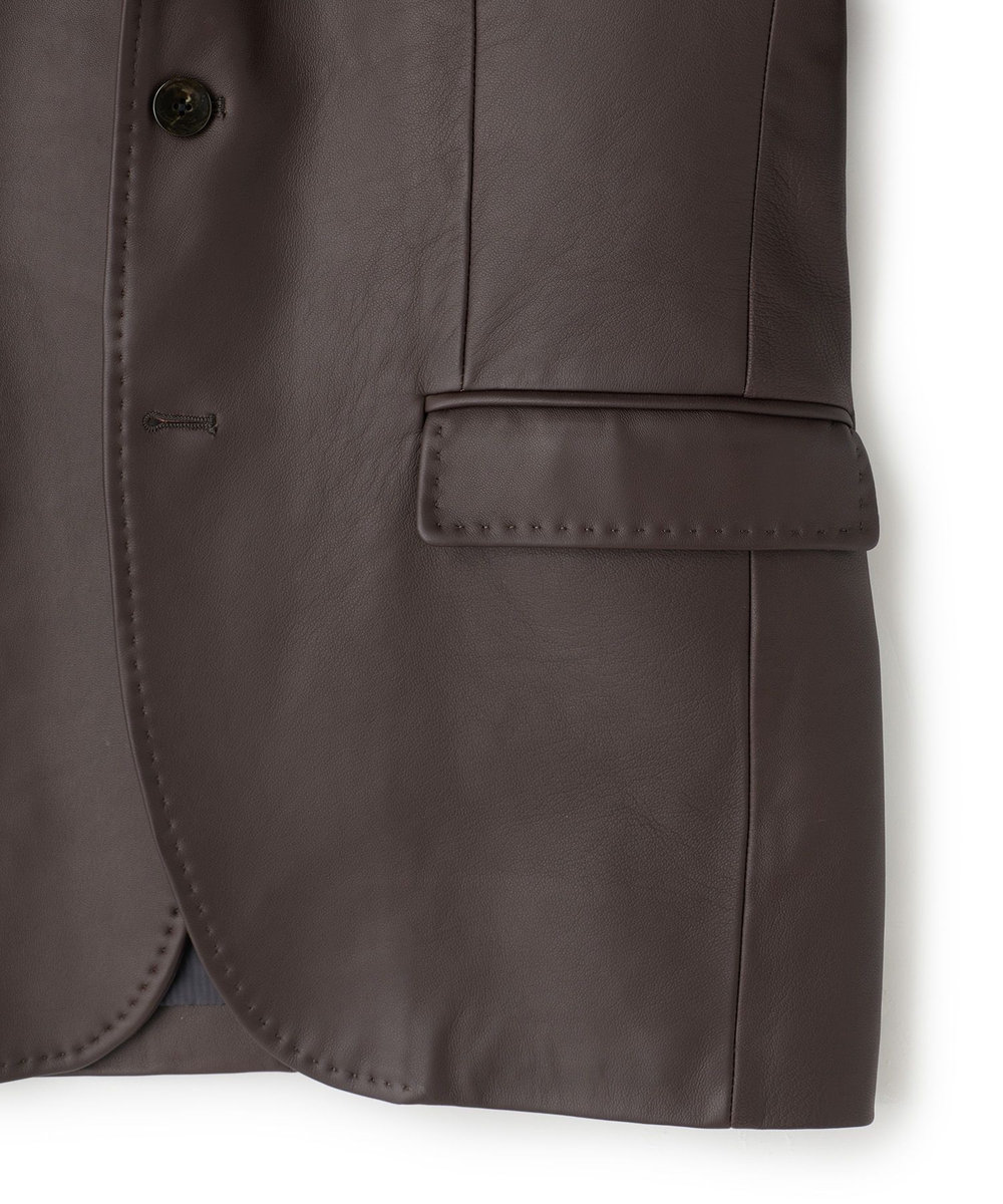 MEN'S BIGI シープレザー テーラードレザージャケット ブラウン