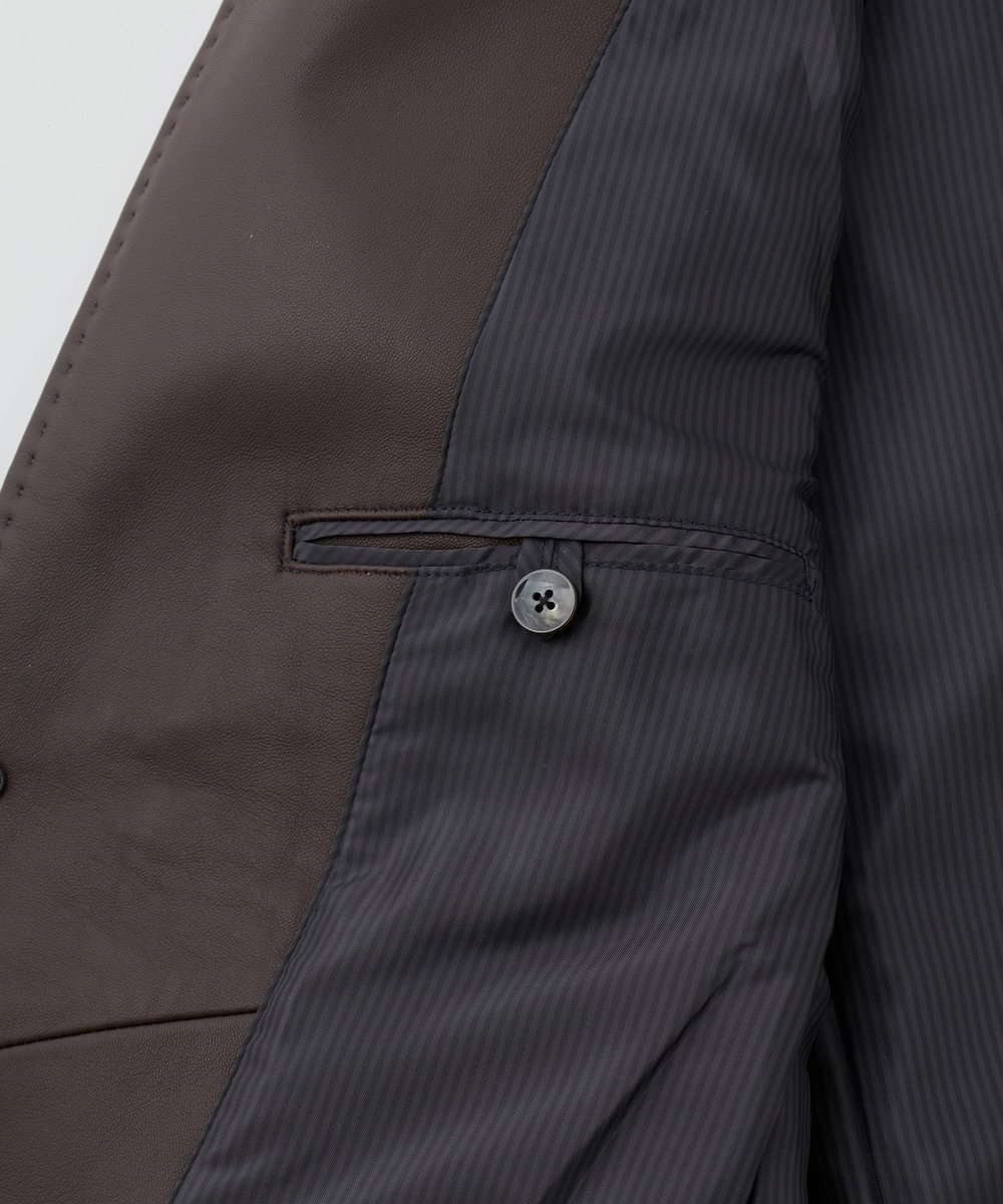 MEN'S BIGI シープレザー テーラードレザージャケット ブラウン