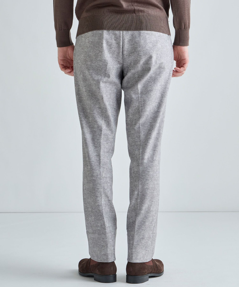 MEN'S BIGI ヒートパフォーマー ツイードプリント ストレッチパンツ［保温/ハイパワー2wayストレッチ］ ライトグレー