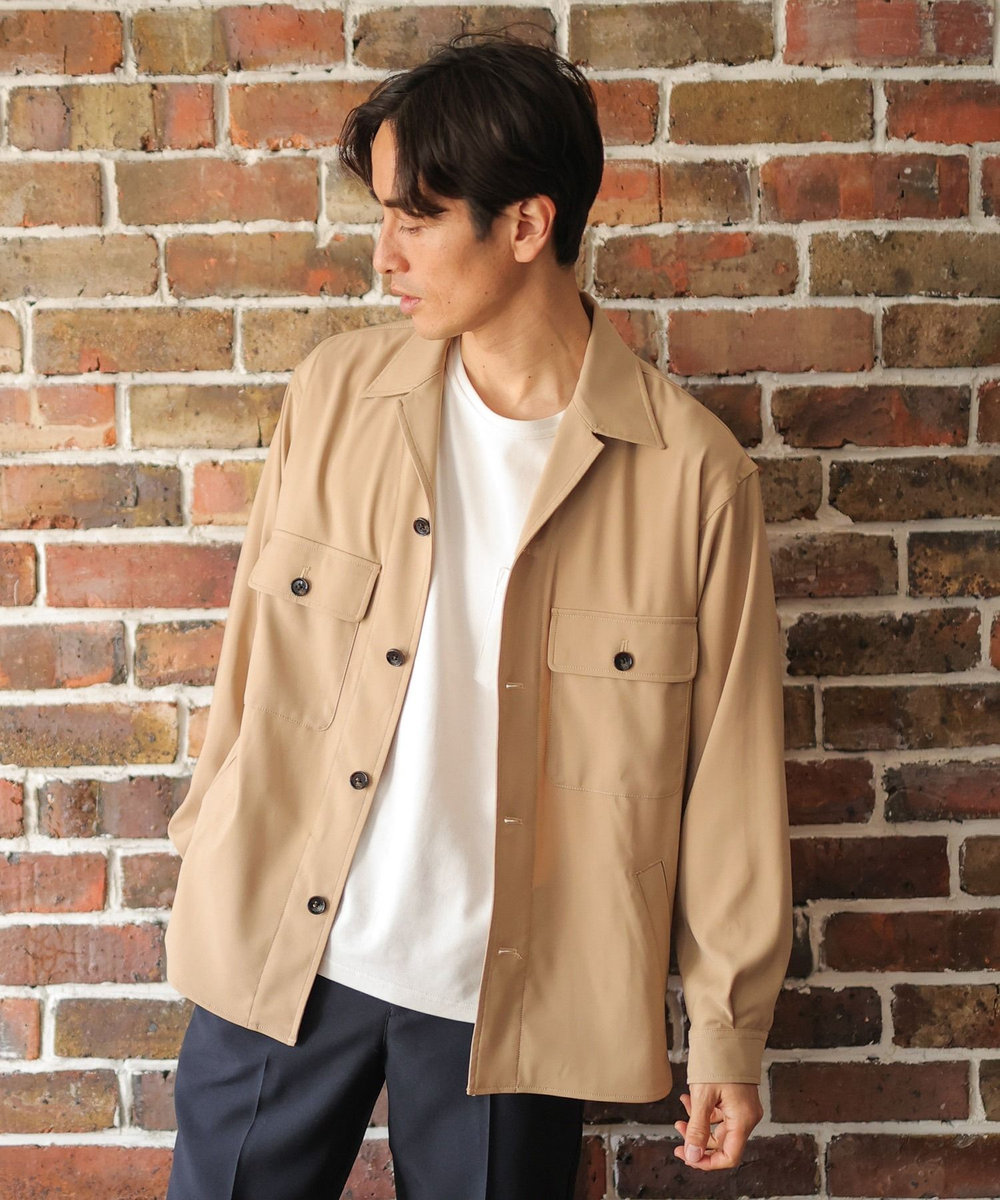 UNION STATION 【リンクルフリー】CPOシャツジャケット「セットアップ可能」形態安定/ウォッシャブル ベージュ