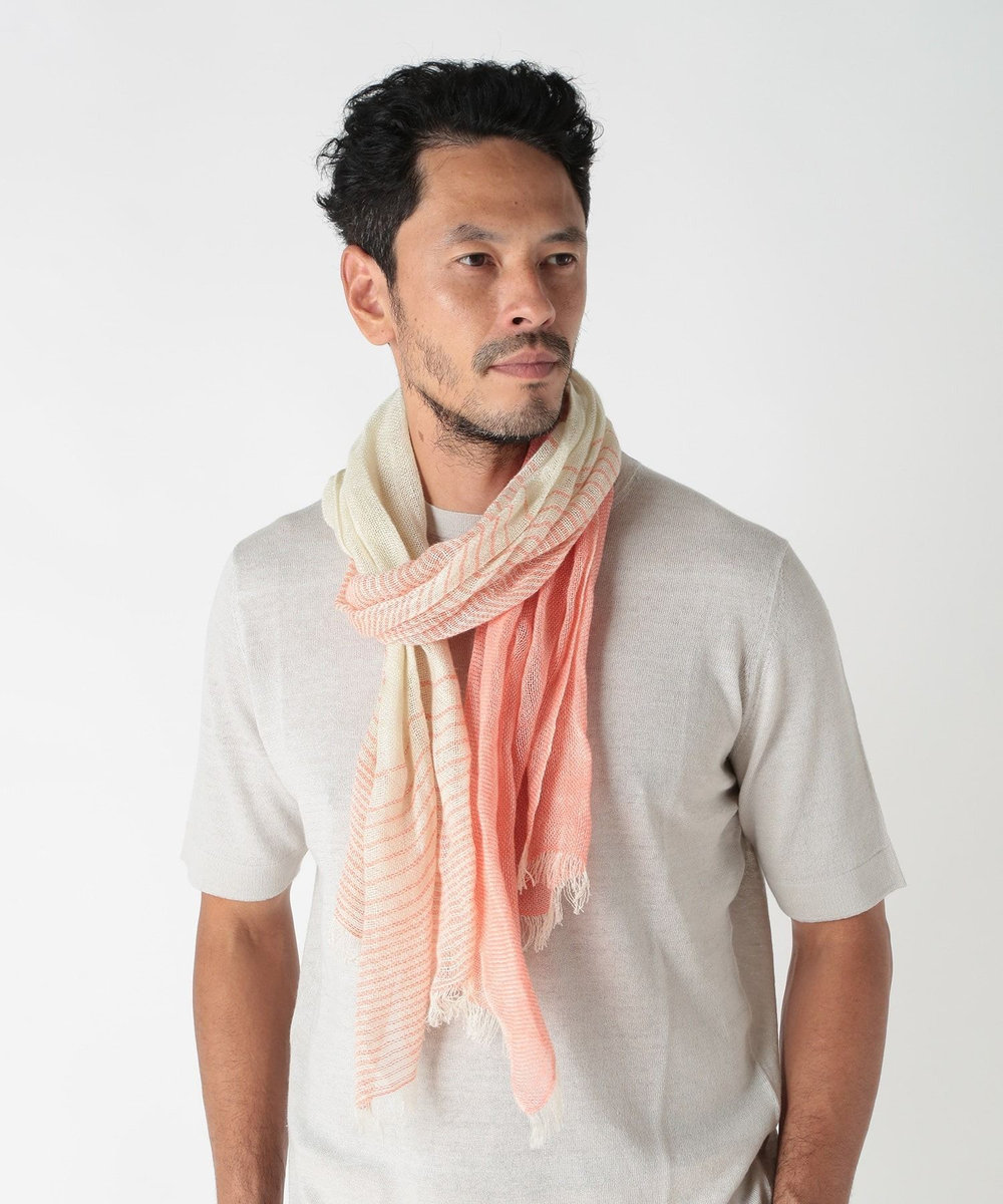MEN'S BIGI バイカラーリネンストール ピンク