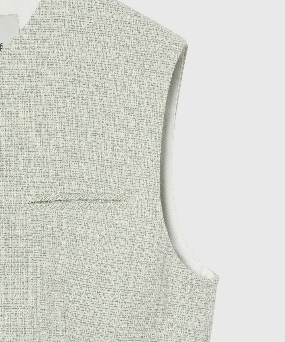 DÉPAREILLÉ SLUB TWEED GILET / スラブツィードジレ グリーン