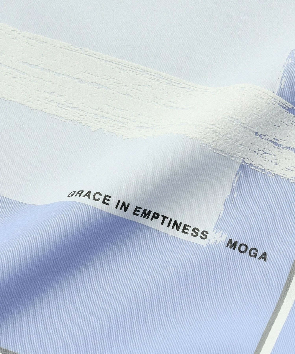 MOGA コットンブロードアートプリントブラウス サックスブルー
