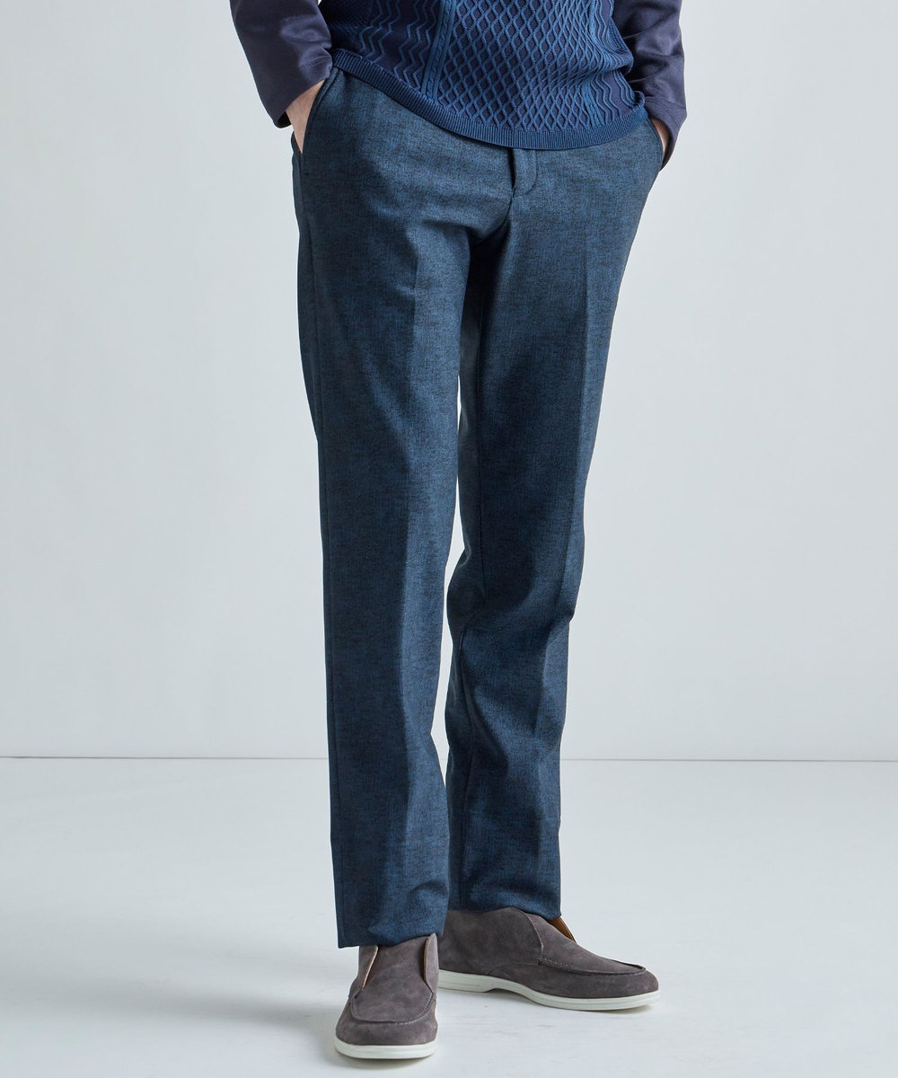 MEN'S BIGI ヒートパフォーマー ツイードプリント ストレッチパンツ［保温/ハイパワー2wayストレッチ］ ネイビー
