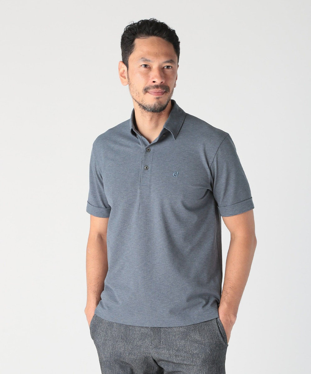 MEN'S BIGI  【COLE HAAN/コール ハーン】別注 メッシュジャージ素材ポロシャツ<吸水速乾><2WAYストレッチ> ブルー