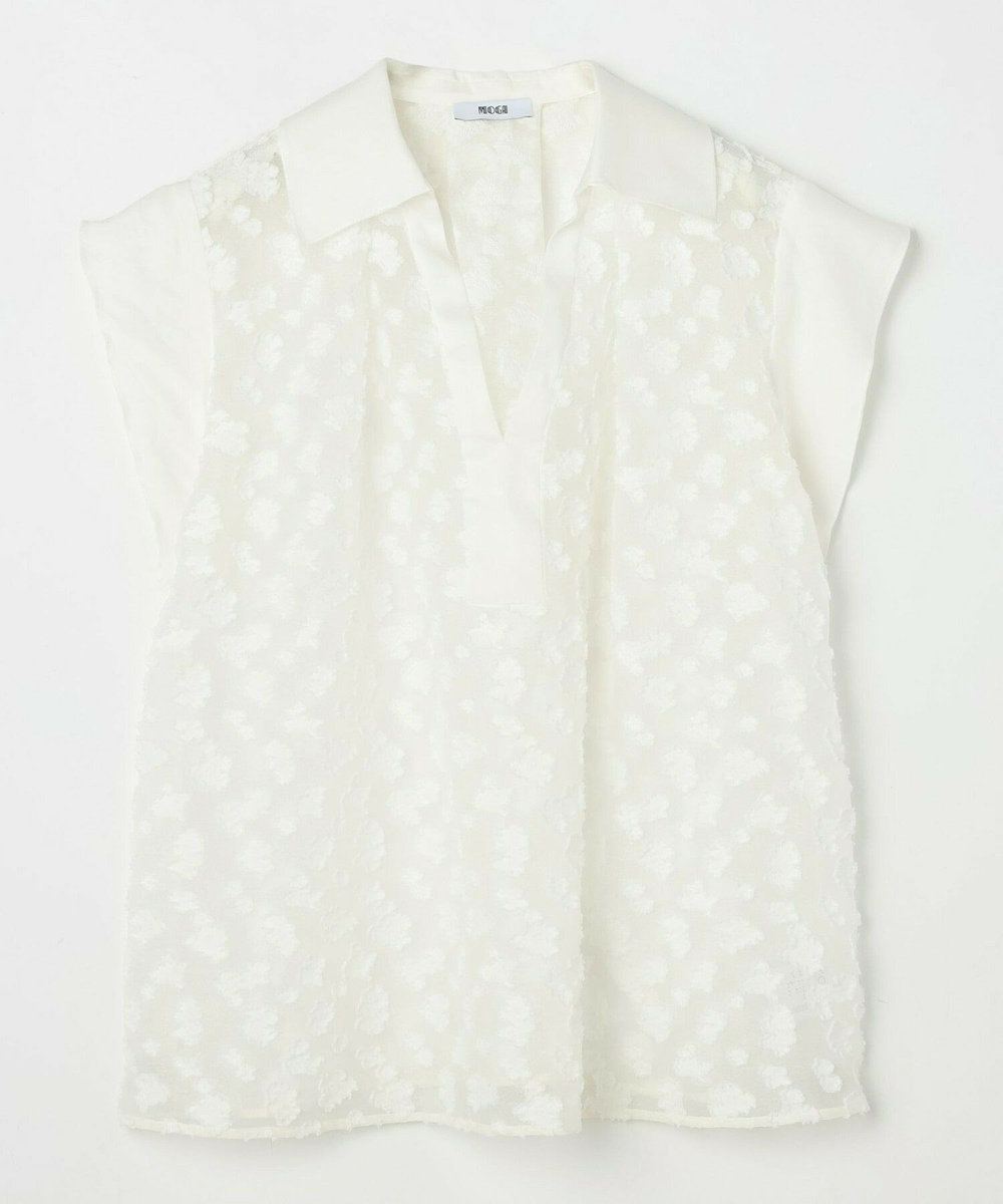 MOGA Collection MOGA Collection　フラワーカットジャガードブラウス ホワイト
