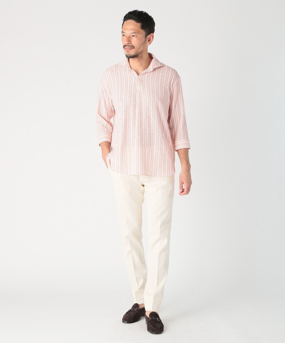 MEN'S BIGI ドビーストライププルオーバーシャツ ピンク