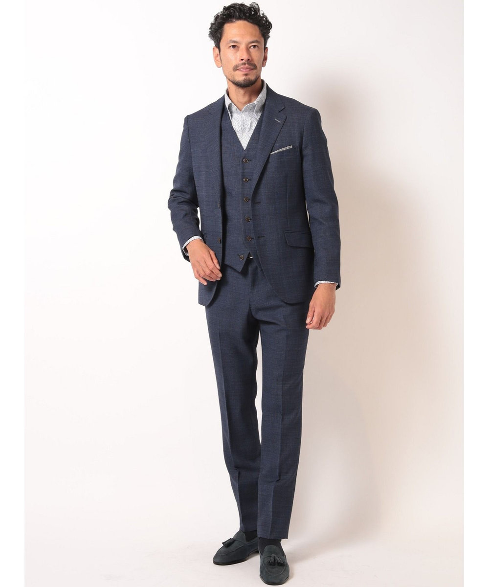 MEN'S BIGI 【ACTIVE TAILOR】ミックスヤーン/ホップサックスラックス＜セットアップ・スリーピース対応＞ ネイビー
