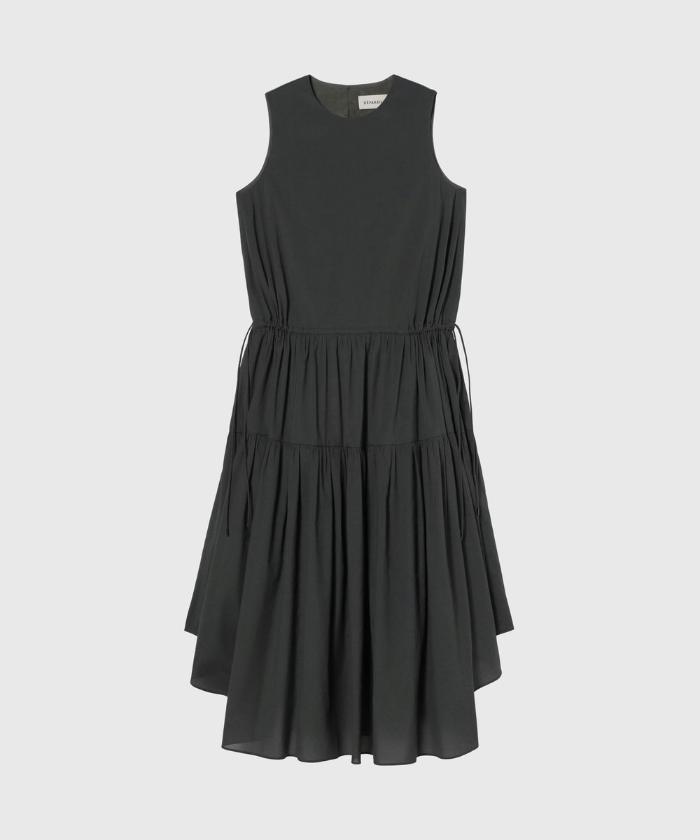DÉPAREILLÉ RAYON LINEN SLEEVELESS DRESS / レーヨンリネンスリーブレスドレス チャコールグレー