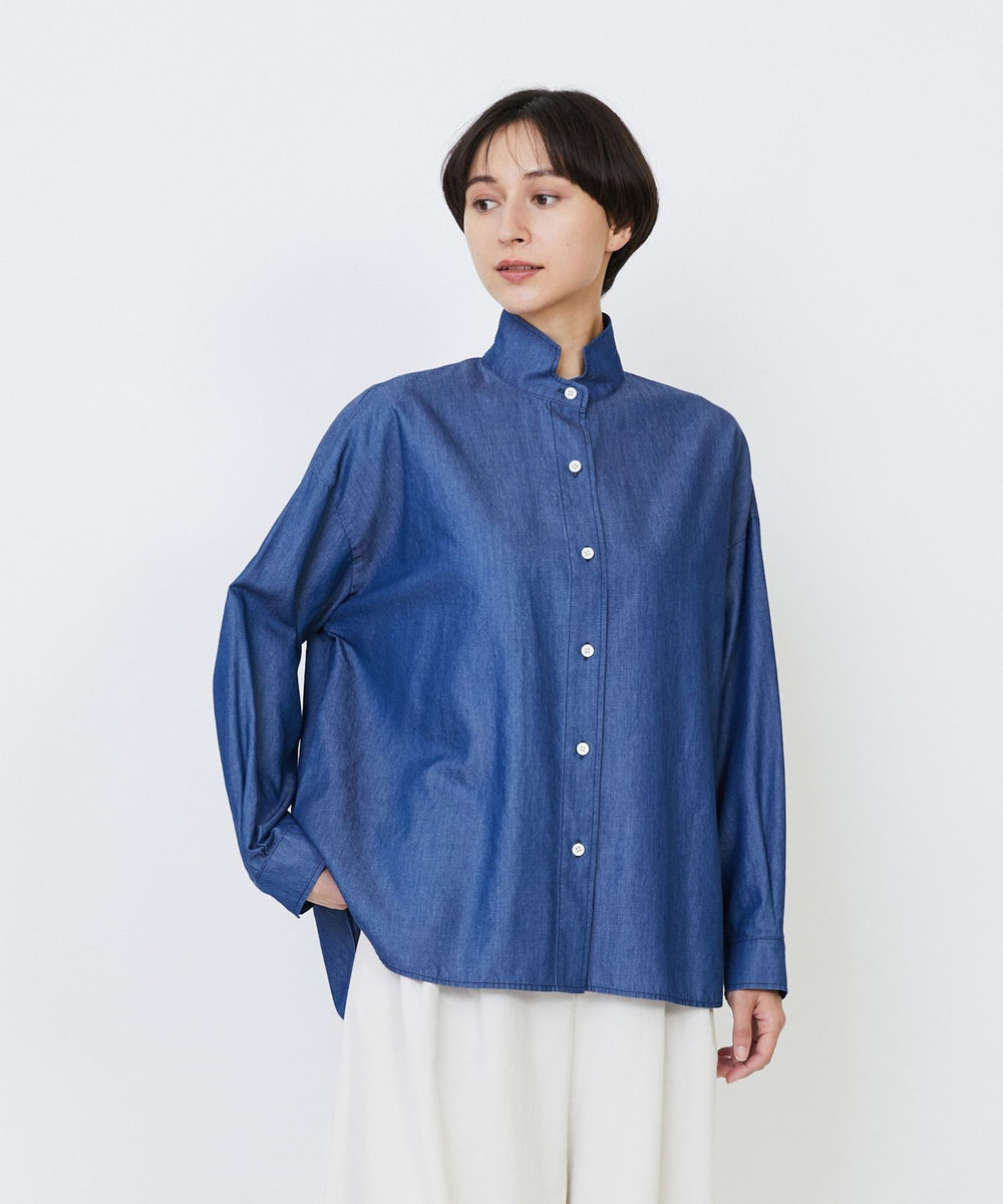 LOISIR ライトデニムボクシーシャツ インディゴブルー