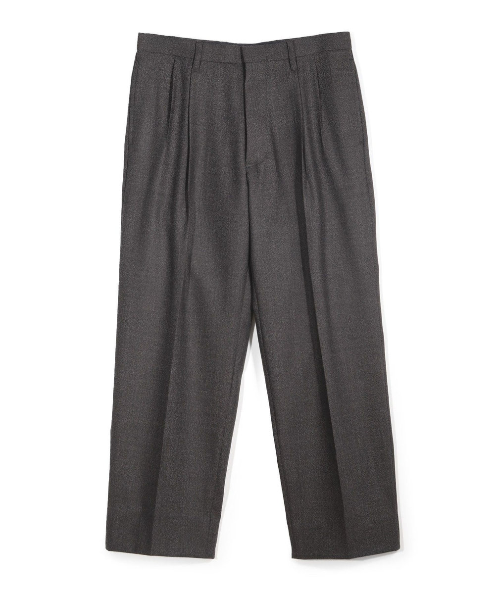 MEN'S BIGI メランジウール 2タックテーパードワイドパンツ ブラウン