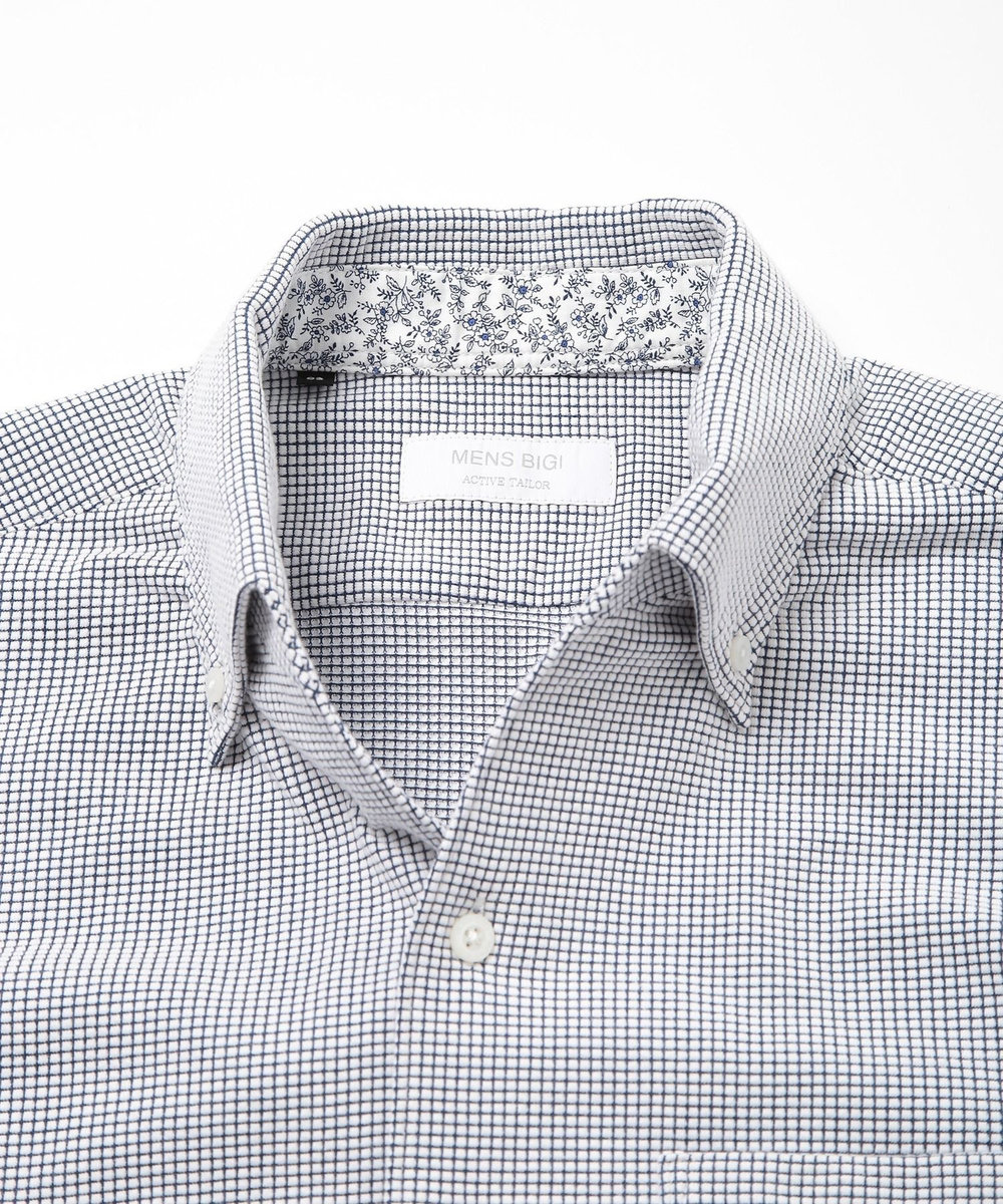 MEN'S BIGI 【ACTIVE TAILOR】吸水速乾ミニワッフルワンピースカラー半袖シャツ ブルー系その他