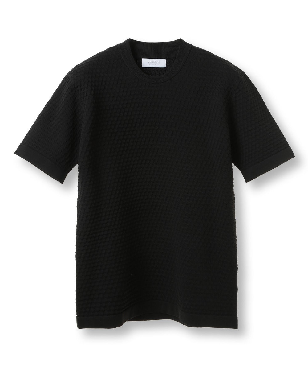 MEN'S BIGI ブリスターニットジャカードカットソー ブラック