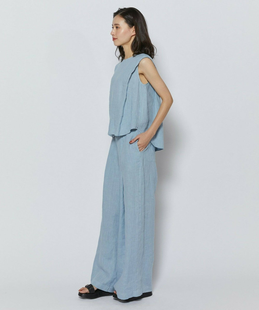 L'EQUIPE ［eclat 2026年5月号掲載商品］ピュアリネンガーメントダイブラウス サックスブルー