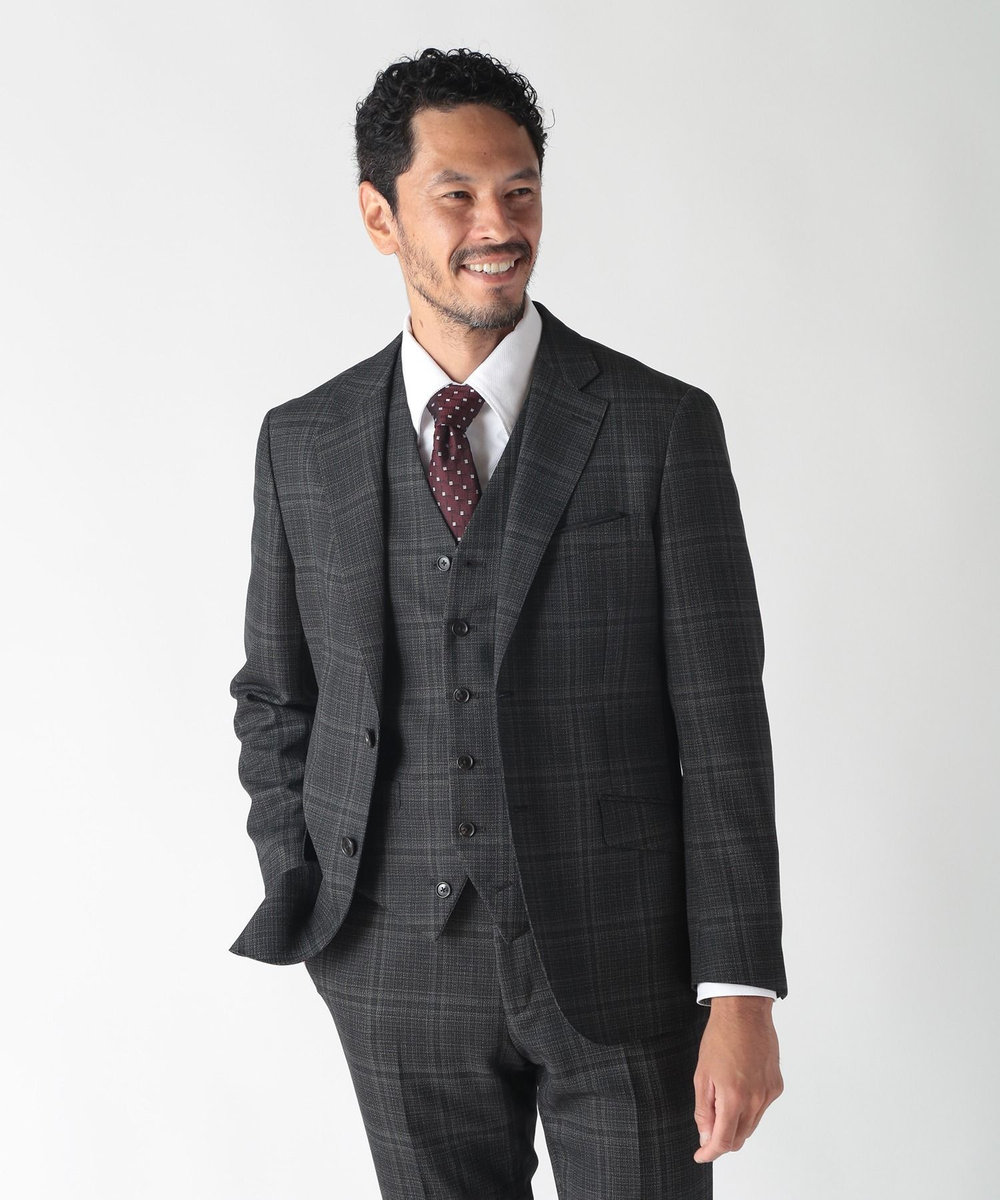 MEN'S BIGI 【ACTIVE TAILOR】ホップサックチェックジャケット グレー