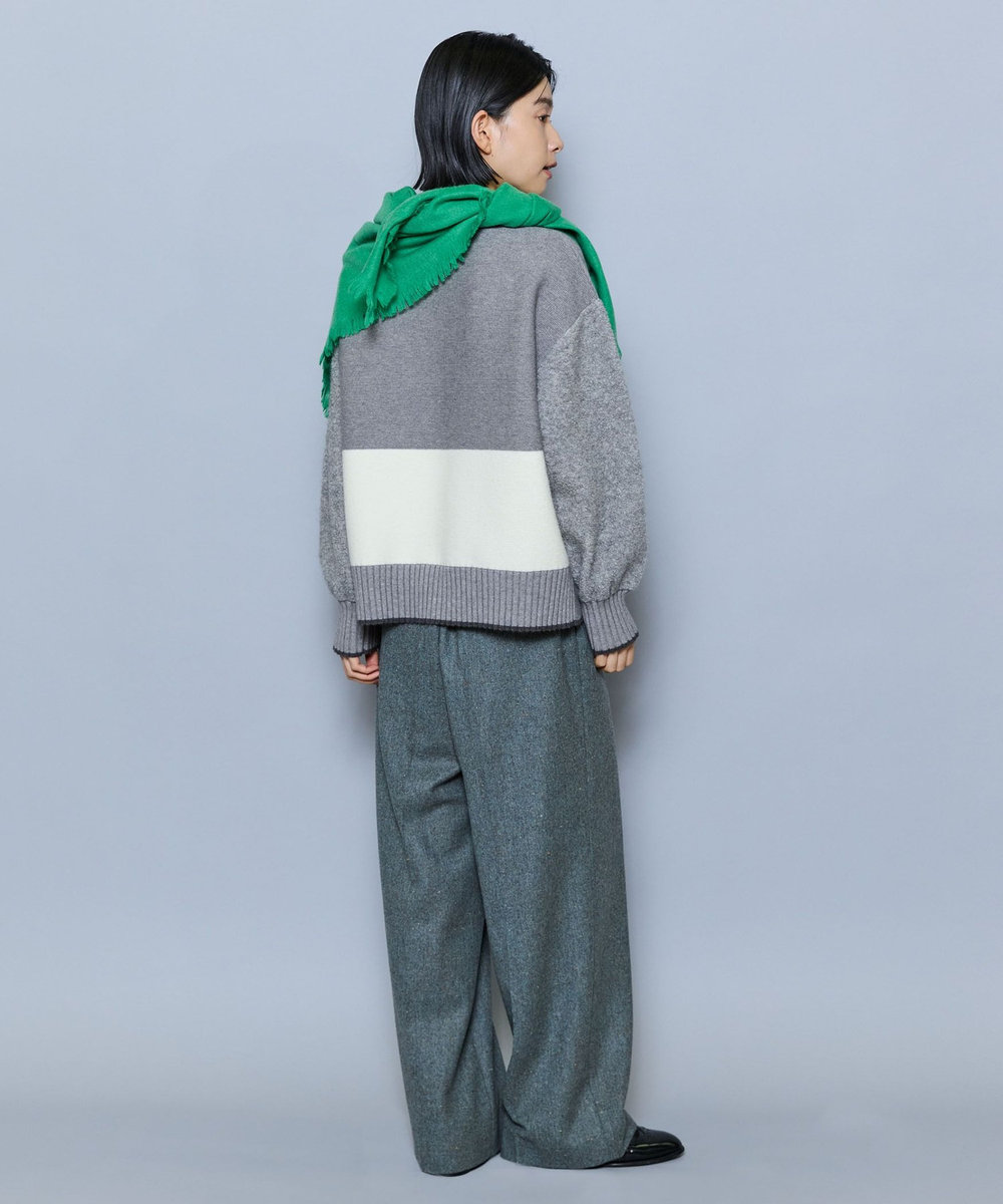 MOGA カラーネップツイードセミワイドパンツ グリーン系その他
