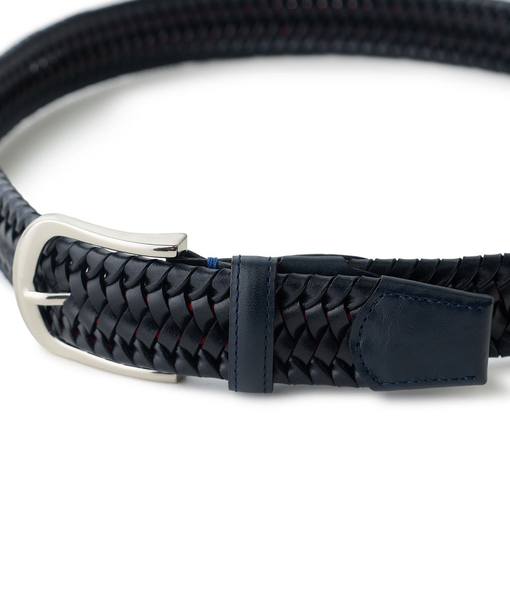 MEN'S BIGI 【DOMODOSSOLA/ドモドッソラ】レザーメッシュプレーンベルト ネイビー