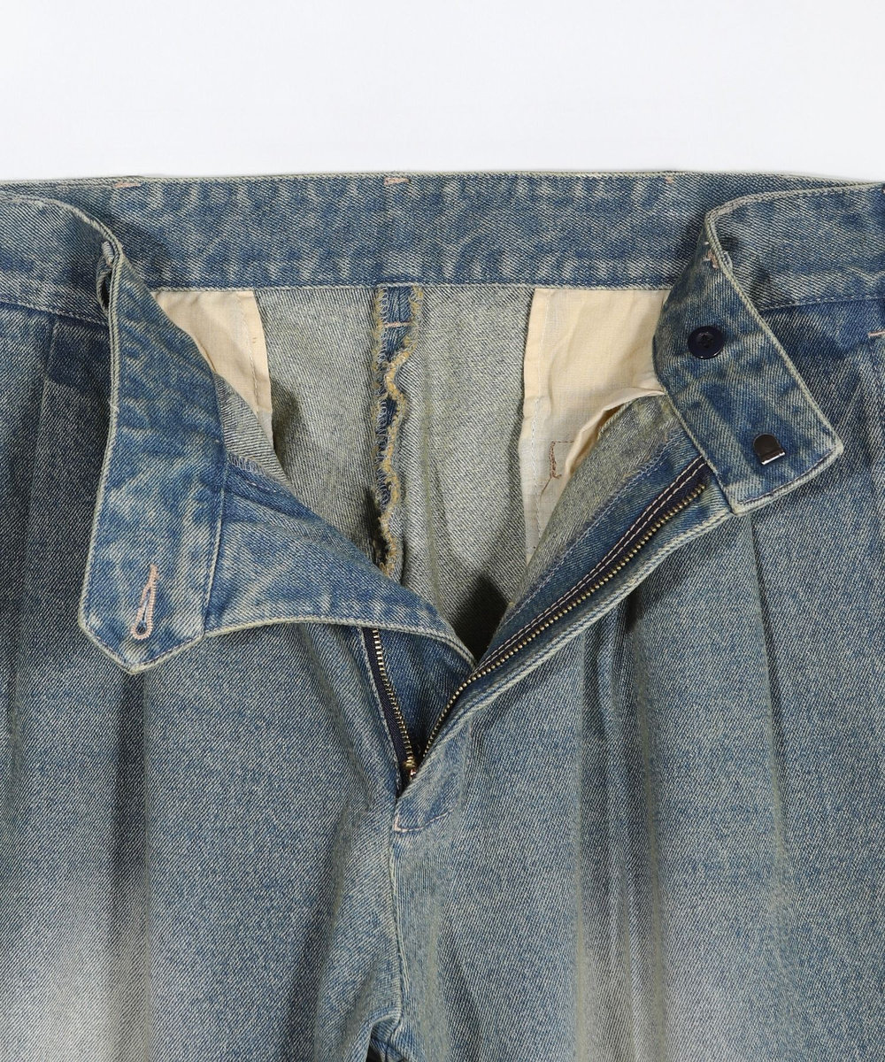 MEN'S BIGI セミワイドデニムタックパンツ ブルー