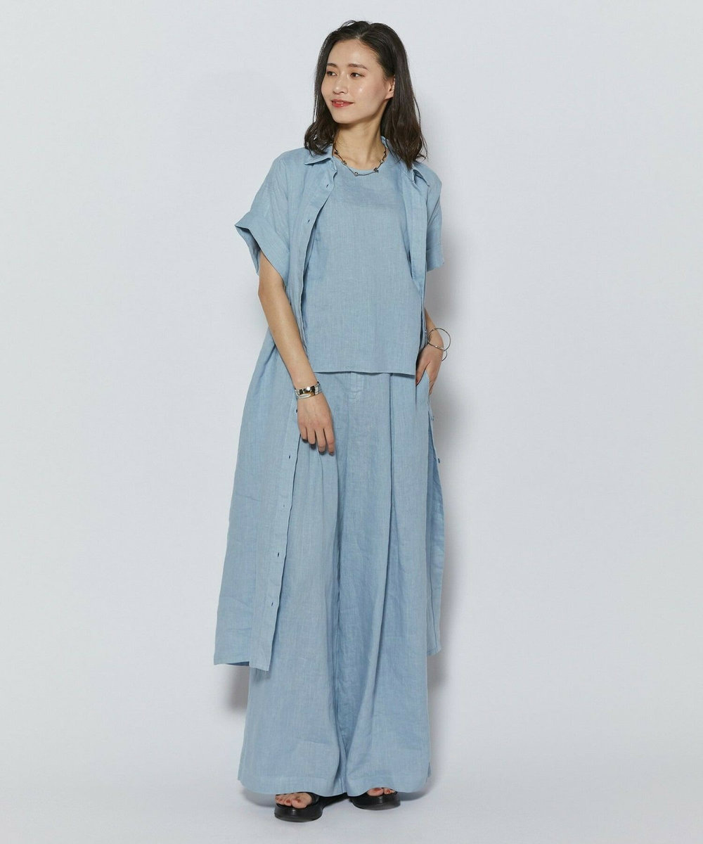 L'EQUIPE ［eclat 2026年5月号掲載商品］ピュアリネンガーメントダイブラウス サックスブルー