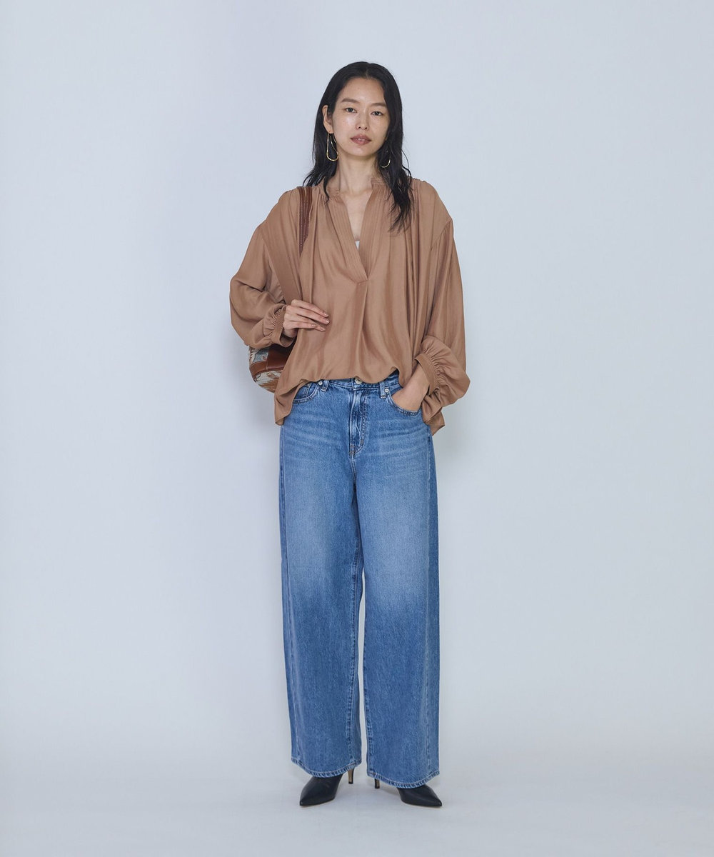1er Arrondissement ギャザースキッパーブラウス キャメル