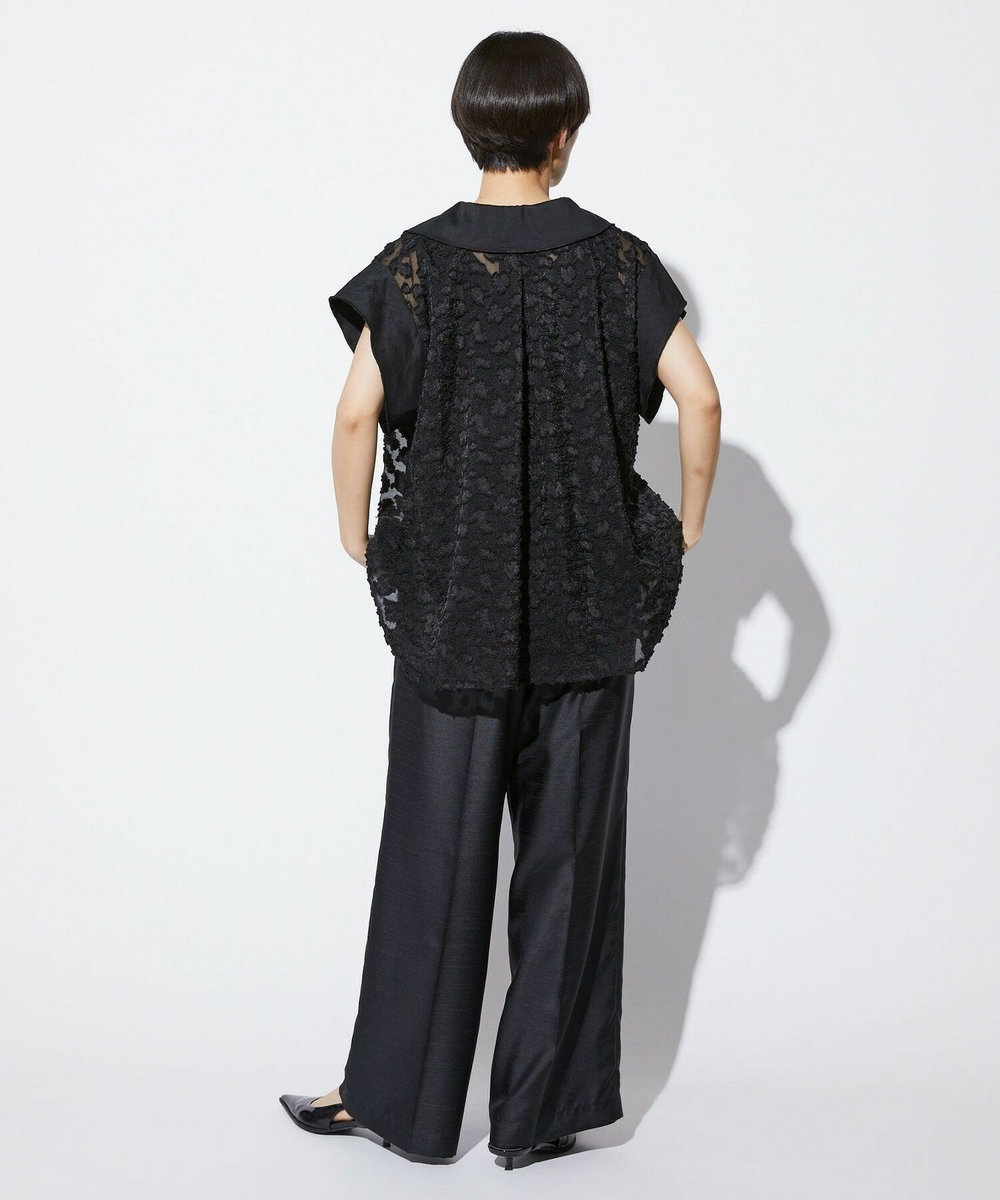 MOGA Collection MOGA Collection　フラワーカットジャガードブラウス ブラック